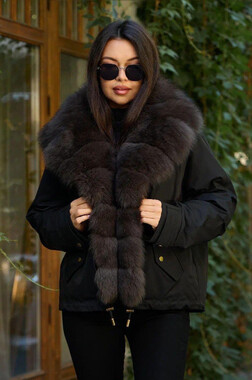 Теплый зимний бомбер на пуху черный