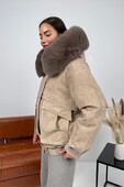 Пуховик комбинированный Pang Million бежевый
