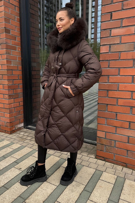 Пуховик с натуральным мехом песца Vivilona 2025