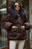 Коричневый пуховик женский Вотарун 2025
