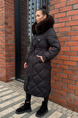 Длинный пуховик женский 2025 зима черный